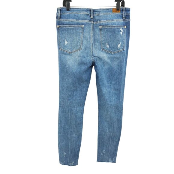 Judy Blue Jeans Skinny Fit Distressed 13/31 Raw Hem Stretch High Rise Med Wash - Picture 2 of 14